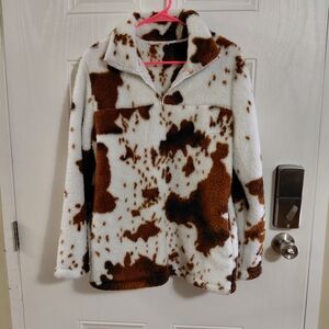 Cozy Cow Print Womens Fleece Pullover